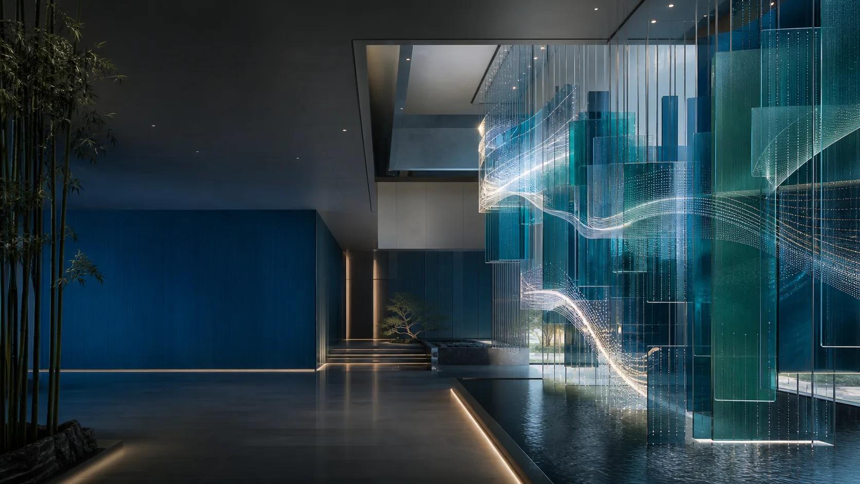 Layered blue and steel-blue structures representing different forms of trust evidence